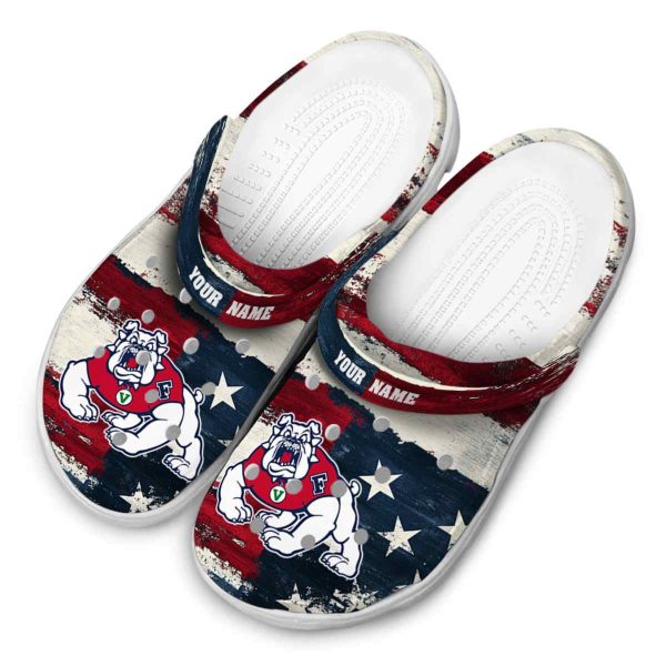 personalized fresno state bulldogs patriotic stripes clog latest model