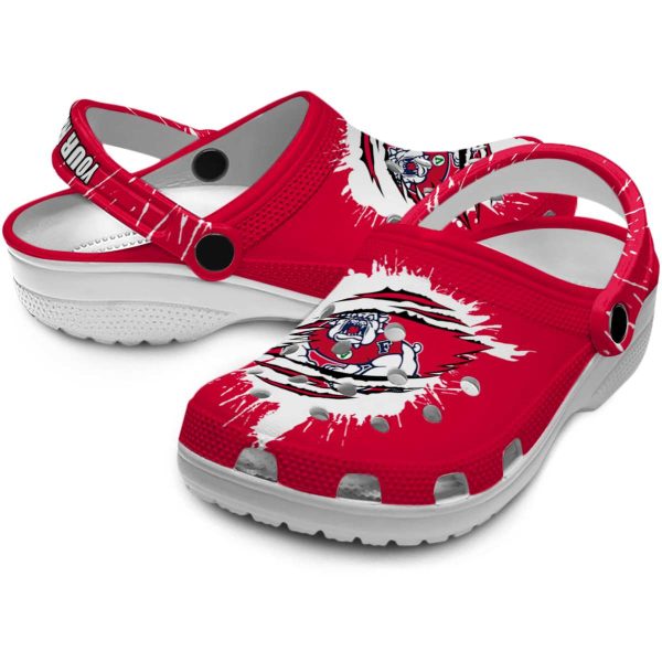 personalized fresno state bulldogs splash motif background clog high quality