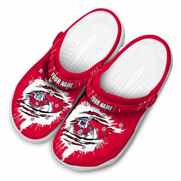personalized fresno state bulldogs splash motif background clog latest model