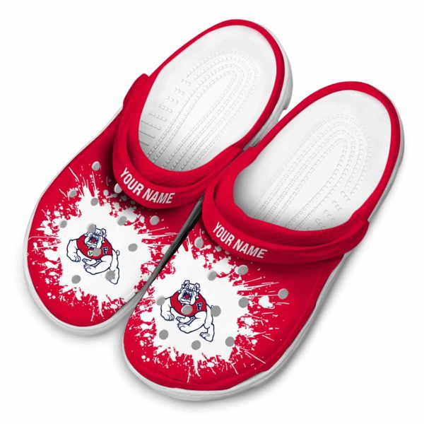 personalized fresno state bulldogs splatter background clog latest model
