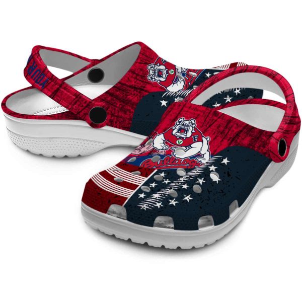 personalized fresno state bulldogs star spangled side pattern clog high quality