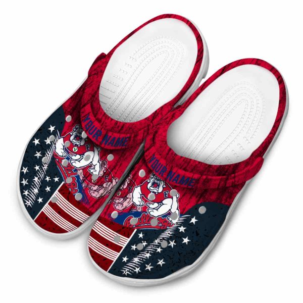 personalized fresno state bulldogs star spangled side pattern clog latest model