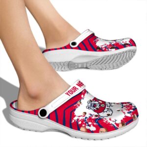 personalized fresno state bulldogs zigzag paint burst clog fashion forward