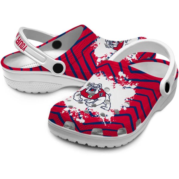 personalized fresno state bulldogs zigzag paint burst clog high quality