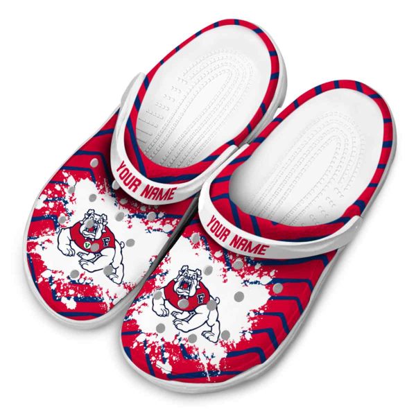 personalized fresno state bulldogs zigzag paint burst clog latest model