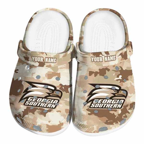 personalized georgia southern eagles desert camo clog best selling