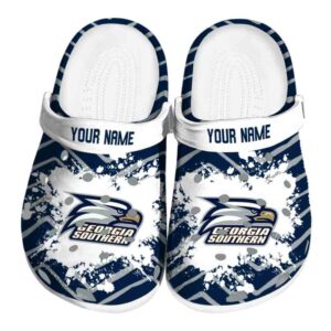 personalized georgia southern eagles zigzag paint burst clog best selling