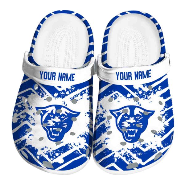 personalized georgia state panthers zigzag paint burst clog best selling