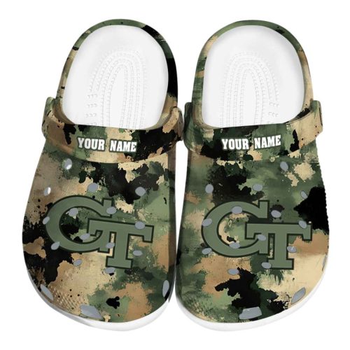 personalized georgia tech yellow jackets camouflage craze clog best selling