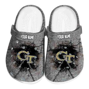 personalized georgia tech yellow jackets cracked ground texture clog best selling