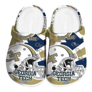personalized georgia tech yellow jackets football helmet clog best selling