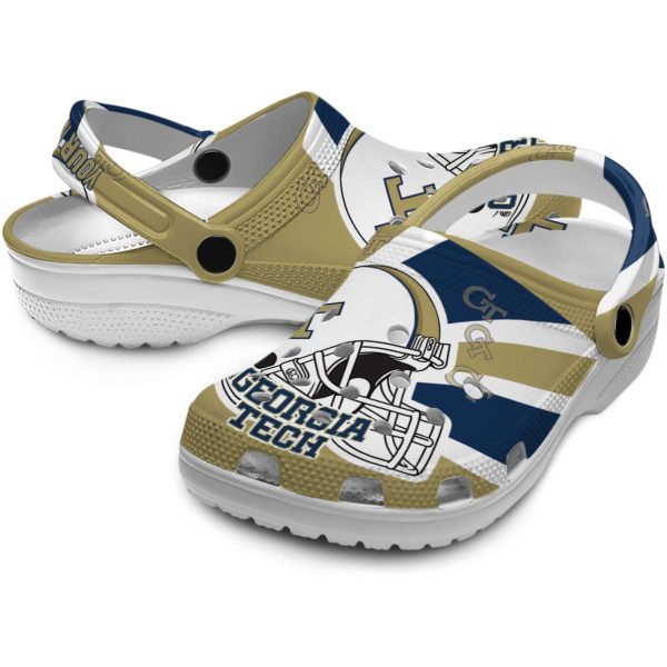 personalized georgia tech yellow jackets football helmet clog high quality