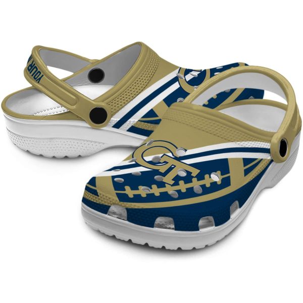 personalized georgia tech yellow jackets football motif clog high quality