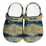 personalized georgia tech yellow jackets paint splatter graphics clog best selling
