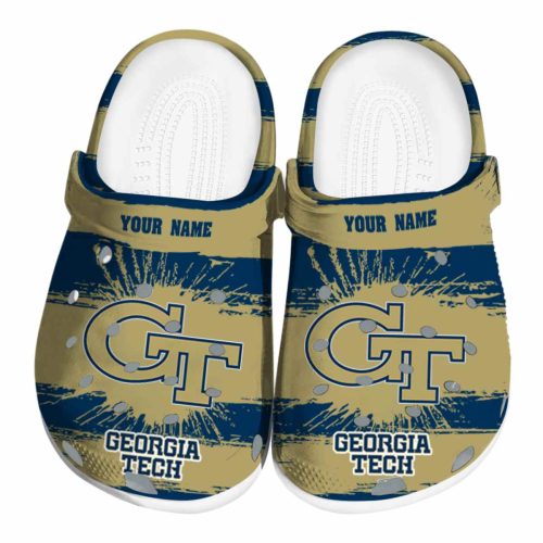 personalized georgia tech yellow jackets paint splatter graphics clog best selling