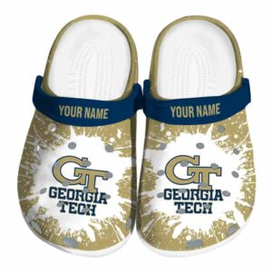 personalized georgia tech yellow jackets splash art clog best selling