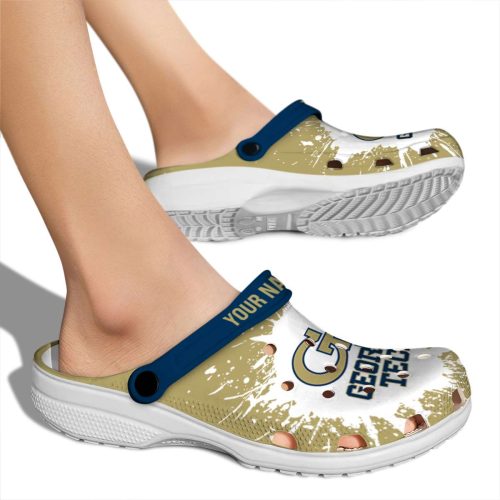 personalized georgia tech yellow jackets splash art clog fashion forward