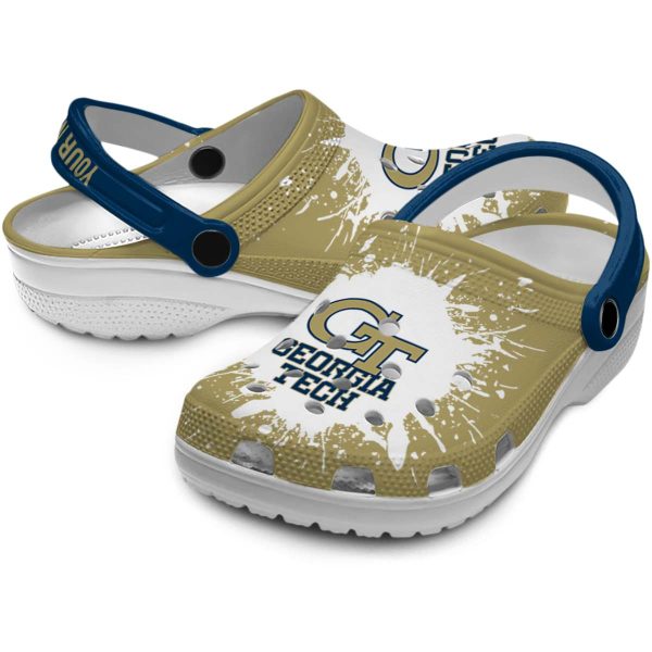 personalized georgia tech yellow jackets splash art clog high quality
