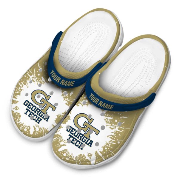 personalized georgia tech yellow jackets splash art clog latest model