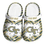 personalized georgia tech yellow jackets zigzag paint burst clog best selling