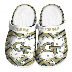personalized georgia tech yellow jackets zigzag paint burst clog best selling