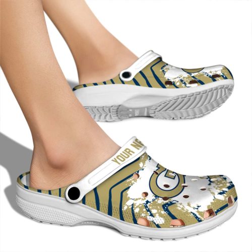personalized georgia tech yellow jackets zigzag paint burst clog fashion forward