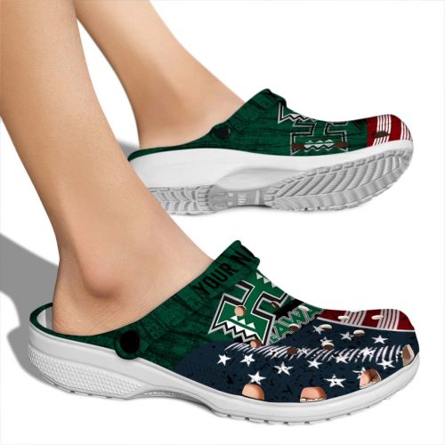 personalized hawaii rainbow warriors star spangled side pattern clog fashion forward