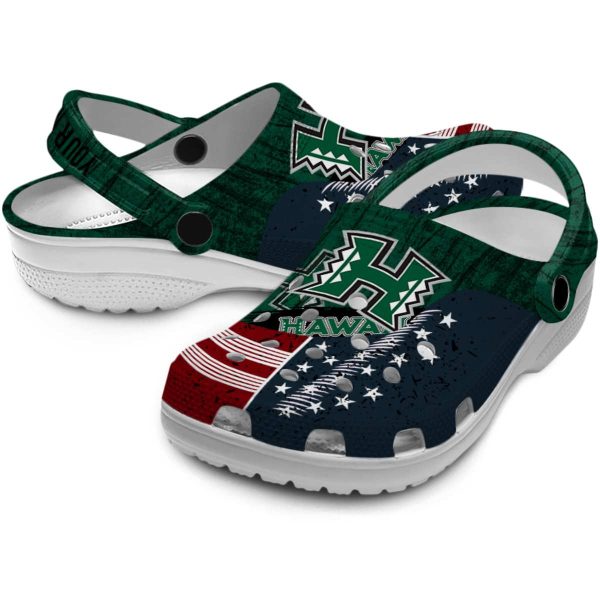 personalized hawaii rainbow warriors star spangled side pattern clog high quality
