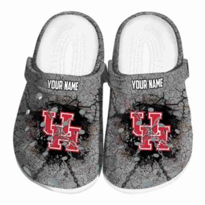 personalized houston cougars cracked ground texture clog best selling