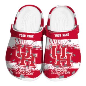 personalized houston cougars paint splatter graphics clog best selling