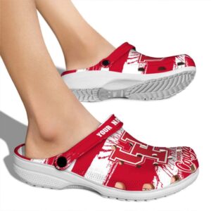 personalized houston cougars paint splatter graphics clog fashion forward