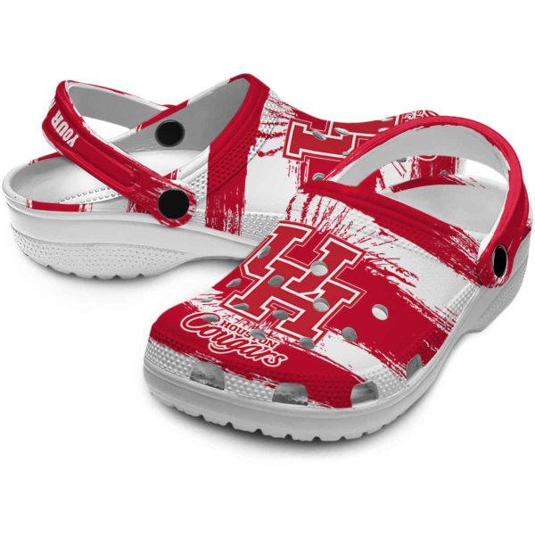personalized houston cougars paint splatter graphics clog high quality