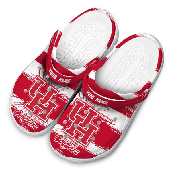 personalized houston cougars paint splatter graphics clog latest model