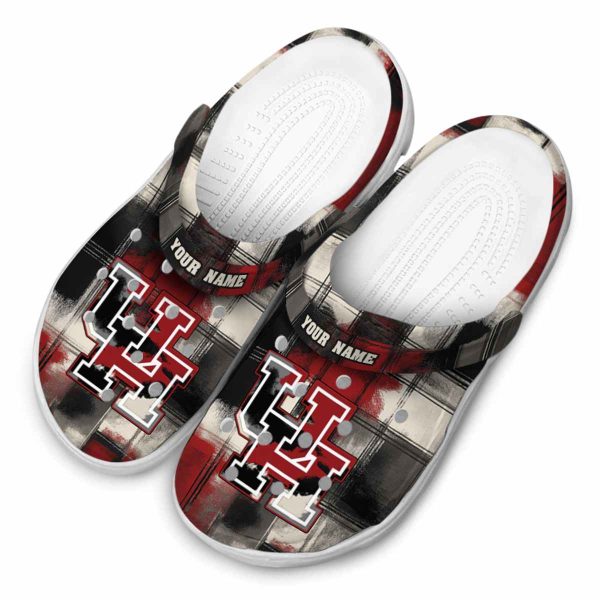 personalized houston cougars plaid fusion clog latest model