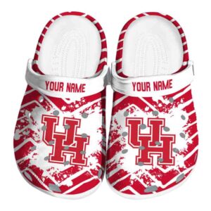 personalized houston cougars zigzag paint burst clog best selling