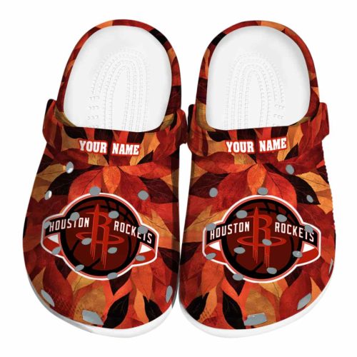 personalized houston rockets autumn leaves clog best selling