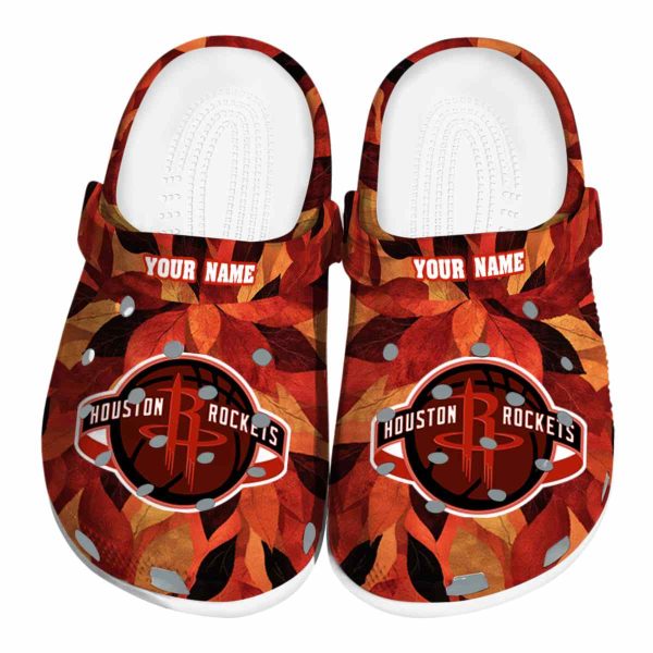 personalized houston rockets autumn leaves clog best selling