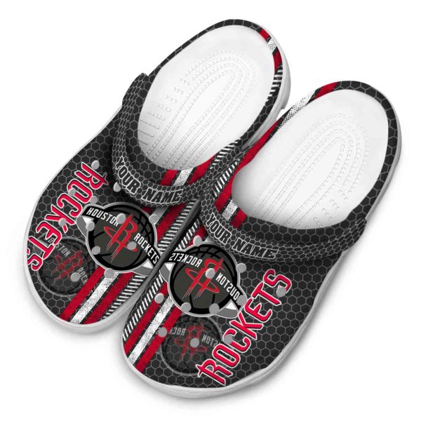 personalized houston rockets contrasting stripes clog latest model