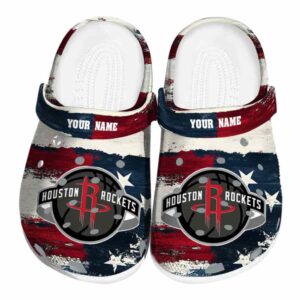 personalized houston rockets patriotic stripes clog best selling