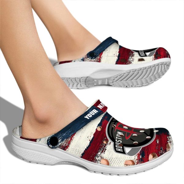 personalized houston rockets patriotic stripes clog fashion forward