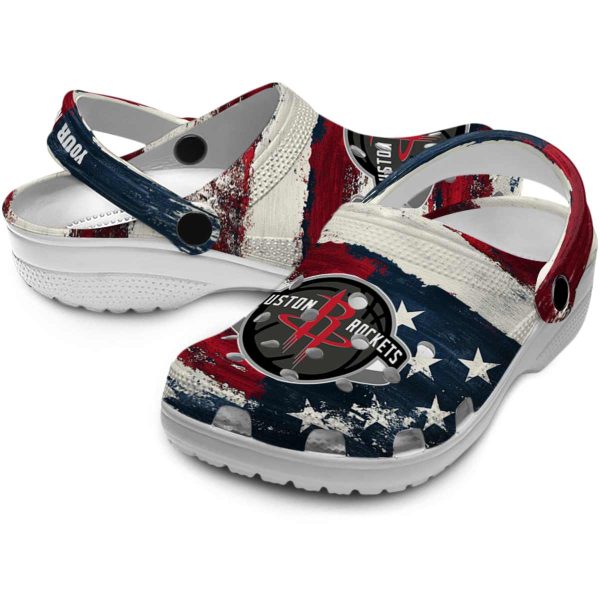 personalized houston rockets patriotic stripes clog high quality