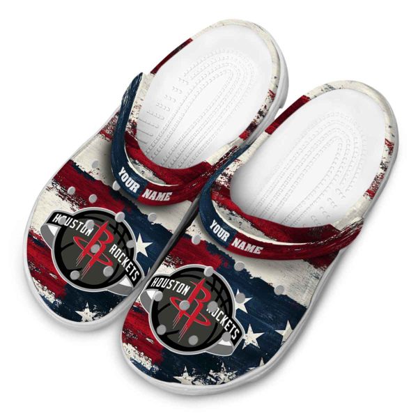 personalized houston rockets patriotic stripes clog latest model