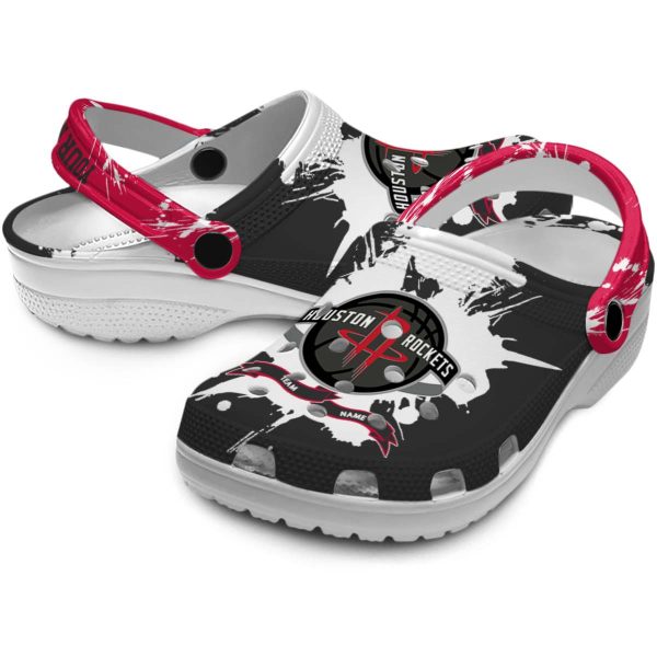 personalized houston rockets splatter pattern clog high quality