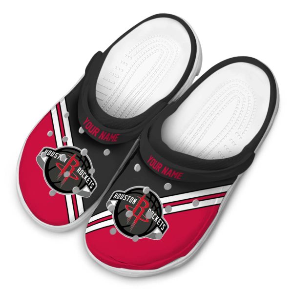 personalized houston rockets striped accents clog latest model