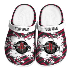 personalized houston rockets zigzag paint burst clog best selling