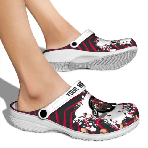 personalized houston rockets zigzag paint burst clog fashion forward