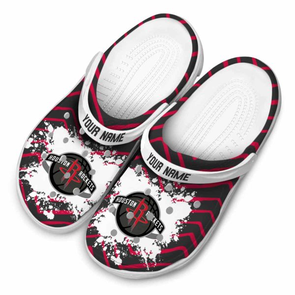 personalized houston rockets zigzag paint burst clog latest model