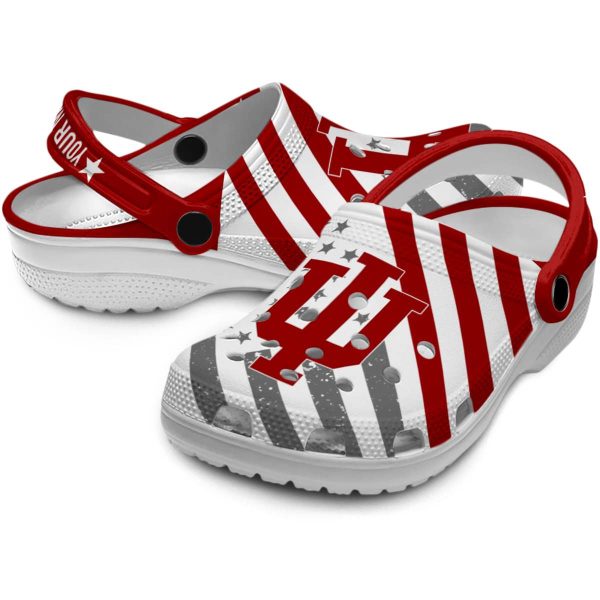 personalized indiana hoosiers star spangled graphic clog high quality