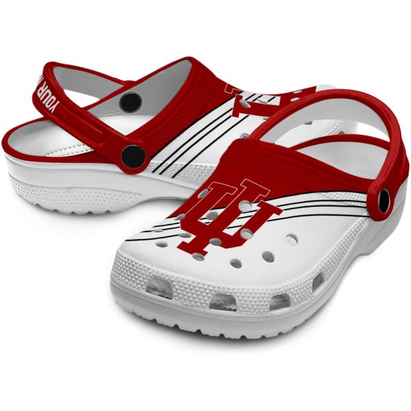 personalized indiana hoosiers striped accents clog high quality