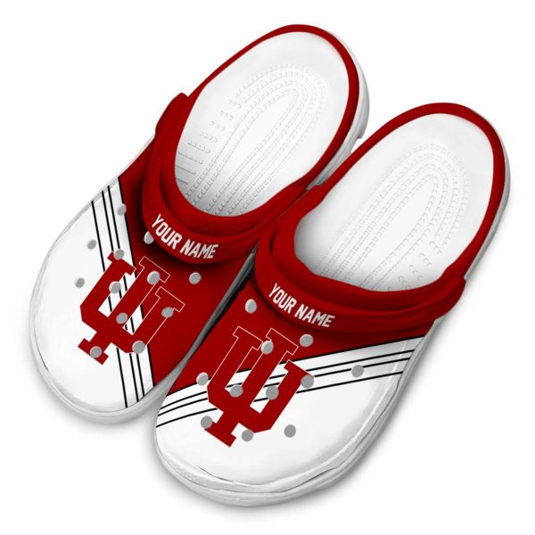 personalized indiana hoosiers striped accents clog latest model